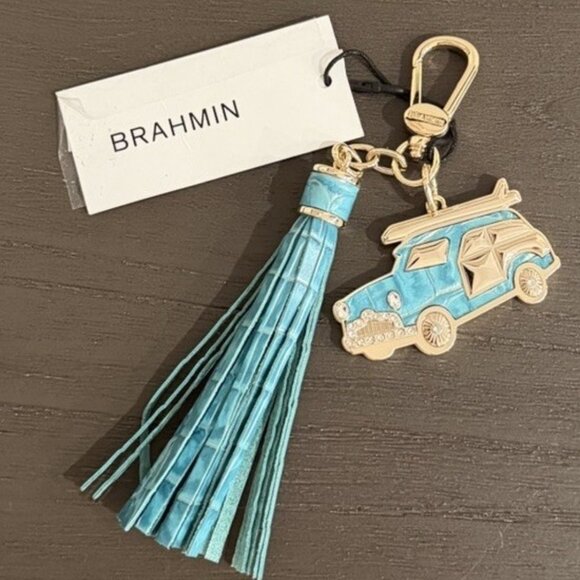 $125 Brahmin Melbourne Copa Car Tassel Bag Charm Key Fob Mermaid Green NWT! - Picture 2 of 11